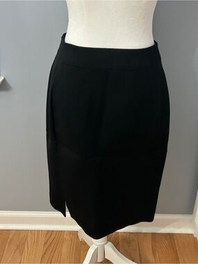 Ralph Rucci Black Silk Wool Blend Pencil Skirt Size 6 USA Lined Slit Designer